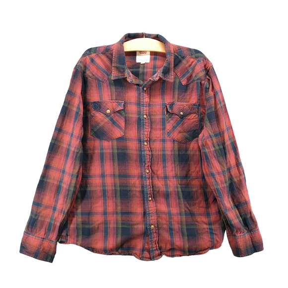 Levi's Men's Button Up Shirt Multicolor Size XL Long Sleeve Plaid Cotton Casual - Picture 1 of 13